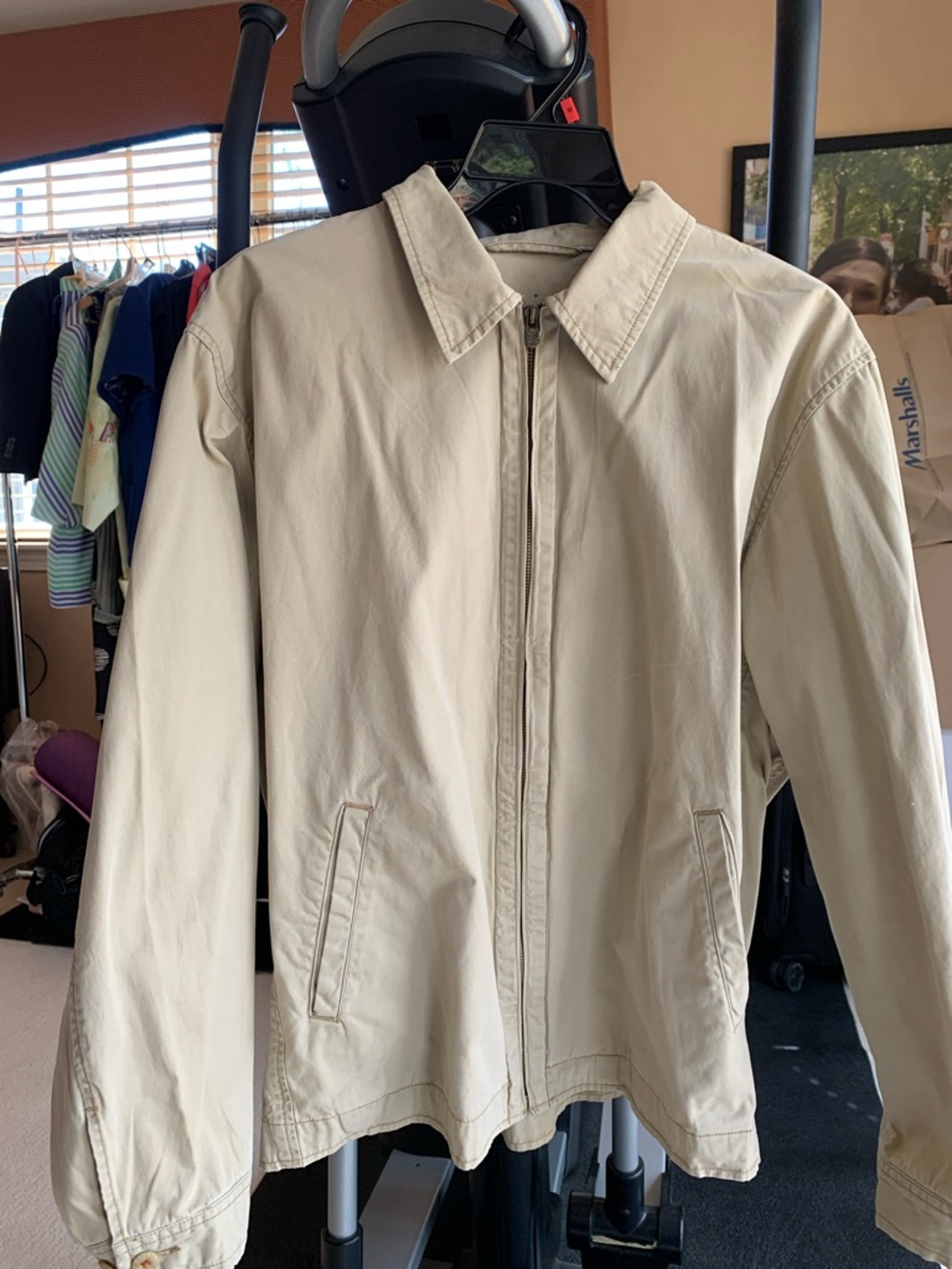 Men's Lightweight Cream Zip-Front Shirt Jacket